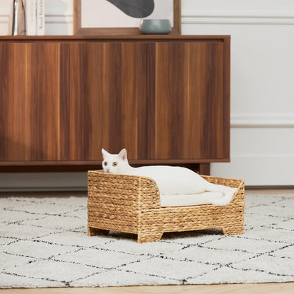 Teamson Pets Natural Woven Dog Cat Bed & Cushion