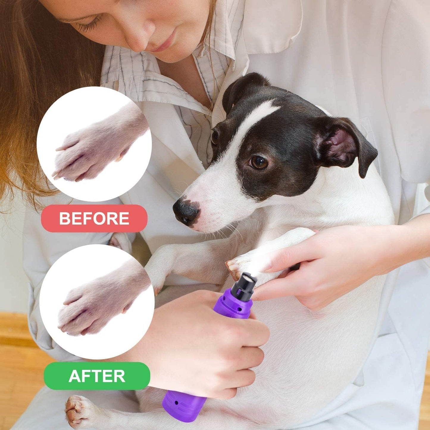 Dog Nail Grinder with LED Light - Upgraded 2-Speed Electric Pet Nail Trimmer Powerful Painless Paws Grooming & Smoothing for Small Medium Large Dogs & Cats (Purple)