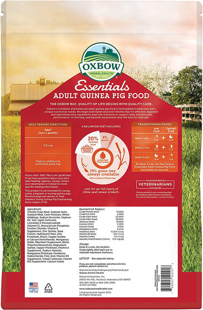 Oxbow Essentials Adult Guinea Pig Food - All Natural Adult Guinea Pig Pellets - 10 Lb.