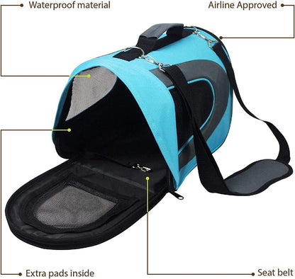 Soft-Sided Pet Travel Carrier (Airline Approved) for Cats, Small Dogs, Puppies and Other Pets by (Large, Blue)
