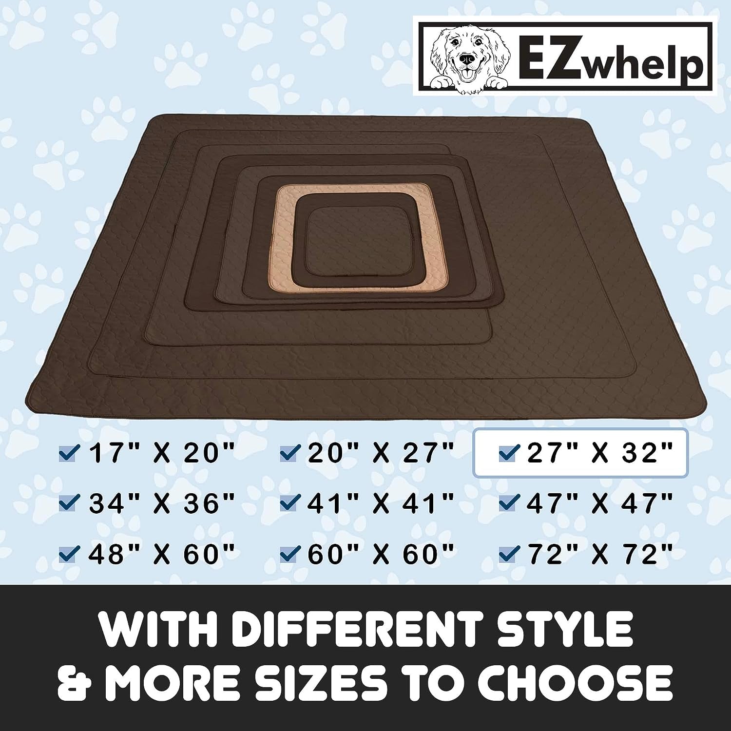 Reusable Dog Pee Pads - Waterproof Training Pads for Dogs - Washable & Sanitary-Rounded Corners-Laminated, Lightweight, and Durable - Perfect Pet Essentials for Puppy Training and Whelping - 27"X32"