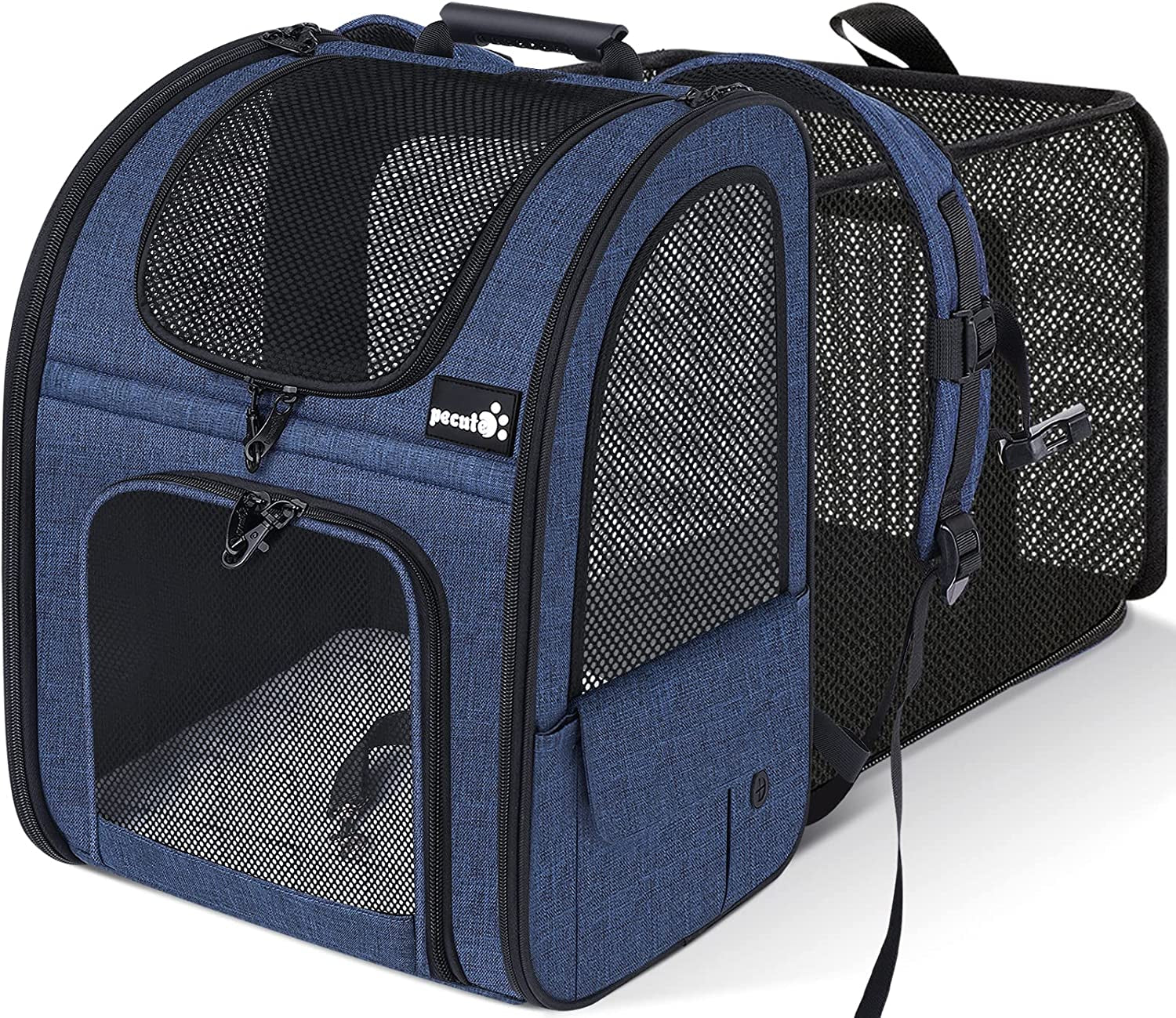 Pet Carrier Backpack, Dog Carrier Backpack, Expandable with Breathable Mesh for Small Dogs Cats Puppies, Pet Backpack Bag for Hiking Travel Camping Outdoor Hold Pets up to 18 Lbs