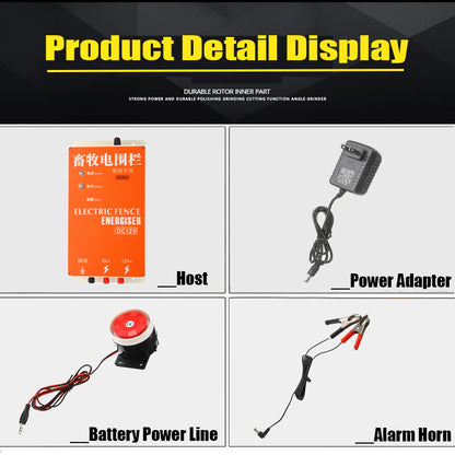 Solar Electric Fence Energizer Charger High Voltage Pulse Power Supply Controller Animal Poultry Farm Electric Fencing