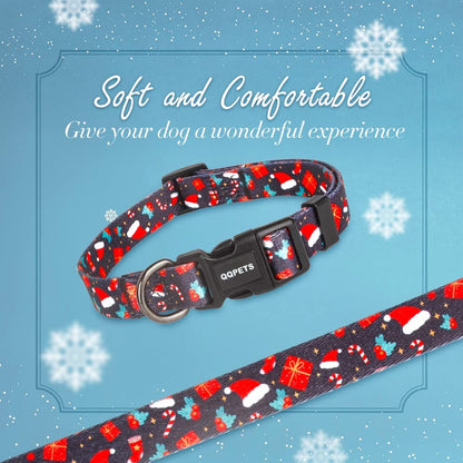 QQPETS Dog Collar Soft Comfortable Adjustable Collars for Small Medium Large Dogs Outdoor Training Walking Running (M, Christmas Black)
