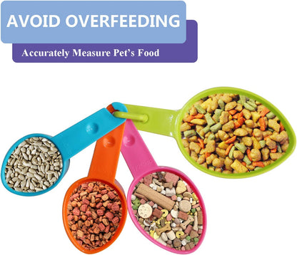Dog Food Scoop Set of 4 - Plastic Measuring Cups for Dog, Cat and Bird Food (Random Color)