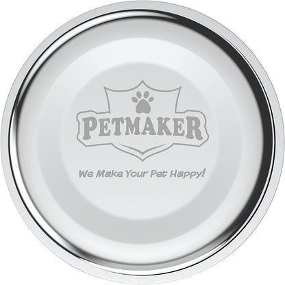 PETMAKER Stainless Steel Raised Food & Water Bowls with Decorative 6.5” Tall Stand for Dogs & Cats-2 Bowls, 40Oz Each-Elevated Feeding Station,Silver