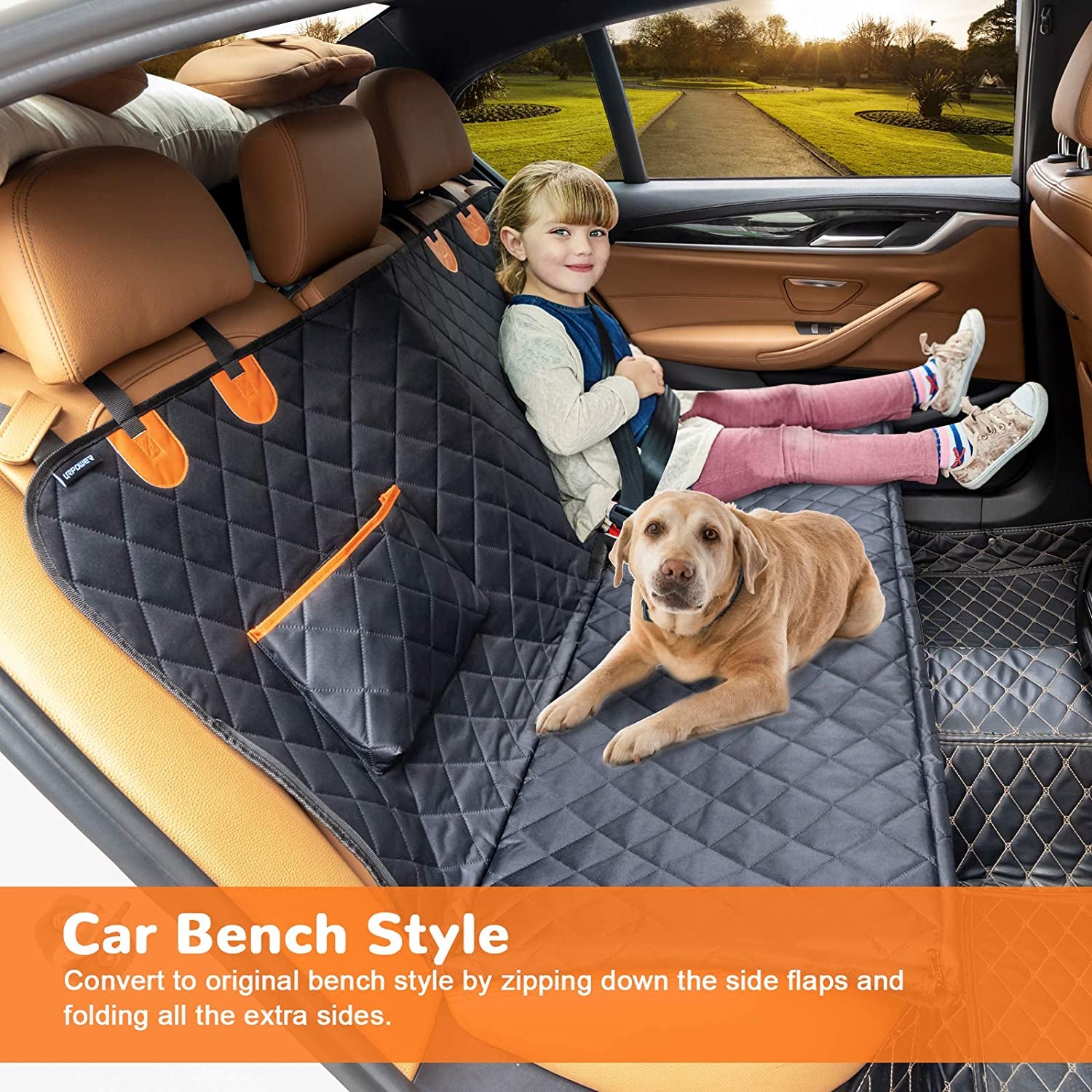 Dog Seat Cover Car Seat Cover for Pets 100%Waterproof Pet Seat Cover Hammock 600D Heavy Duty Scratch Proof Nonslip Durable Soft Pet Back Seat Covers for Cars Trucks and Suvs
