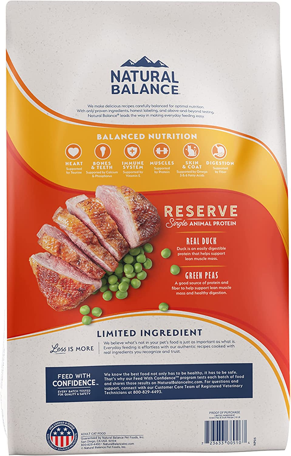 Natural Balance Limited Ingredient Adult Grain-Free Dry Cat Food, Duck & Green Pea Recipe, 10 Pound (Pack of 1)