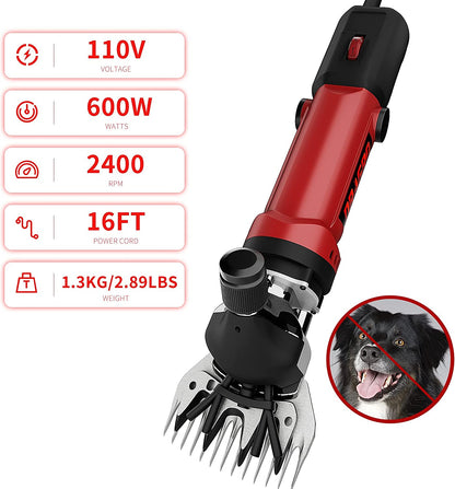 Sheep Clippers 600W, Professional Animal Shearing Machine, Farm Livestock Grooming Kit, Heavy Duty Electric Clippers for Thick Coat Animals (Sheep Clippers-600W)