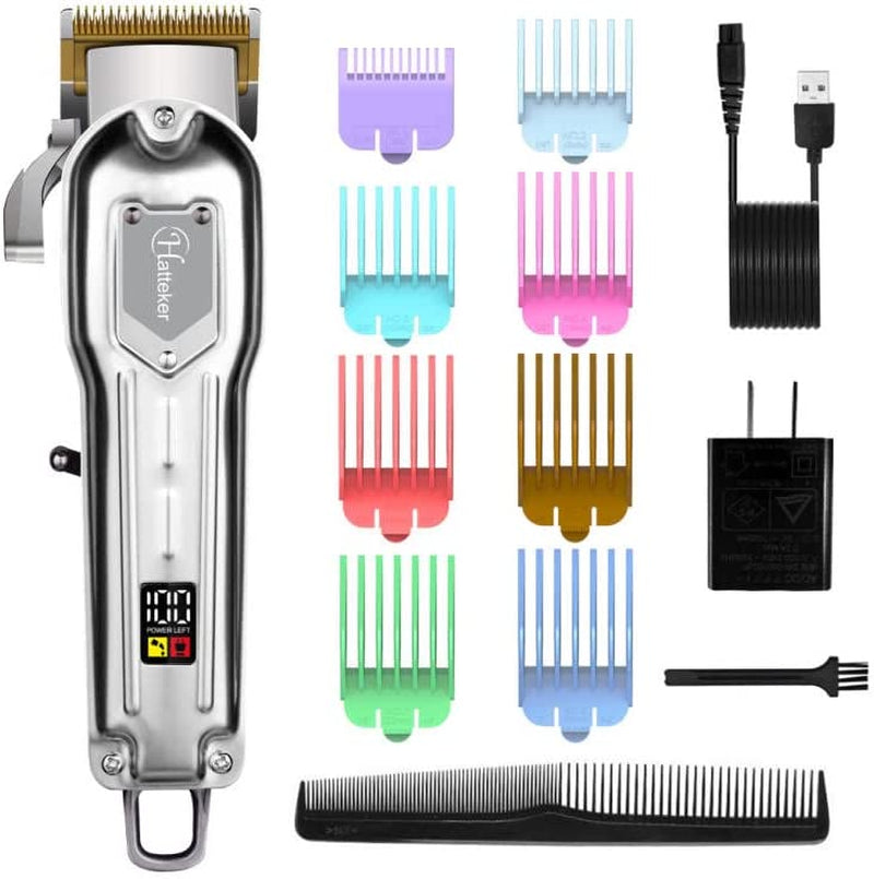 Mens Hair Clippers Professional Cordless Hair Beard Trimmer Haircut Grooming Kit Rechargeable Stainless Steel
