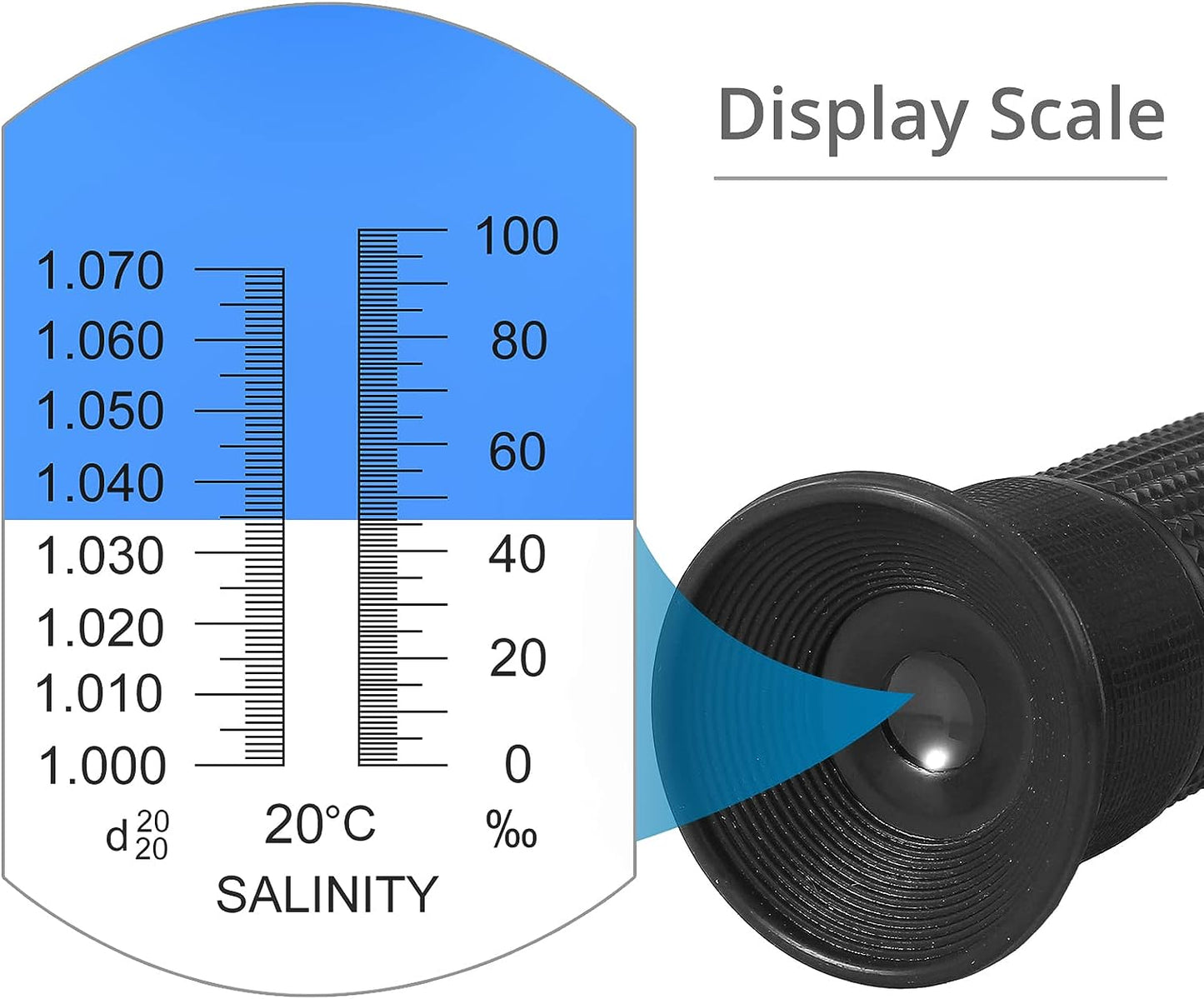 Salinity Refractometer for Aquarium Salinity Tester with ATC and Dual Scale 0-100‰ & 1.000-1.070 Specific Gravity Saltwater Tester for Seawater Pool Fish Tank