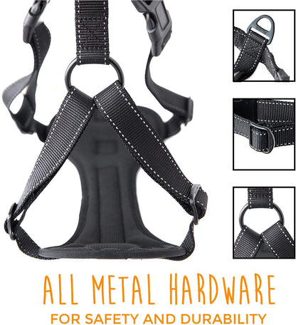 Car Dog Harness, Vehicle Safety Harness with Adjustable Straps and Soft Padding, Doubles as a Standard Harness with a No Pull Front Leash Attachment