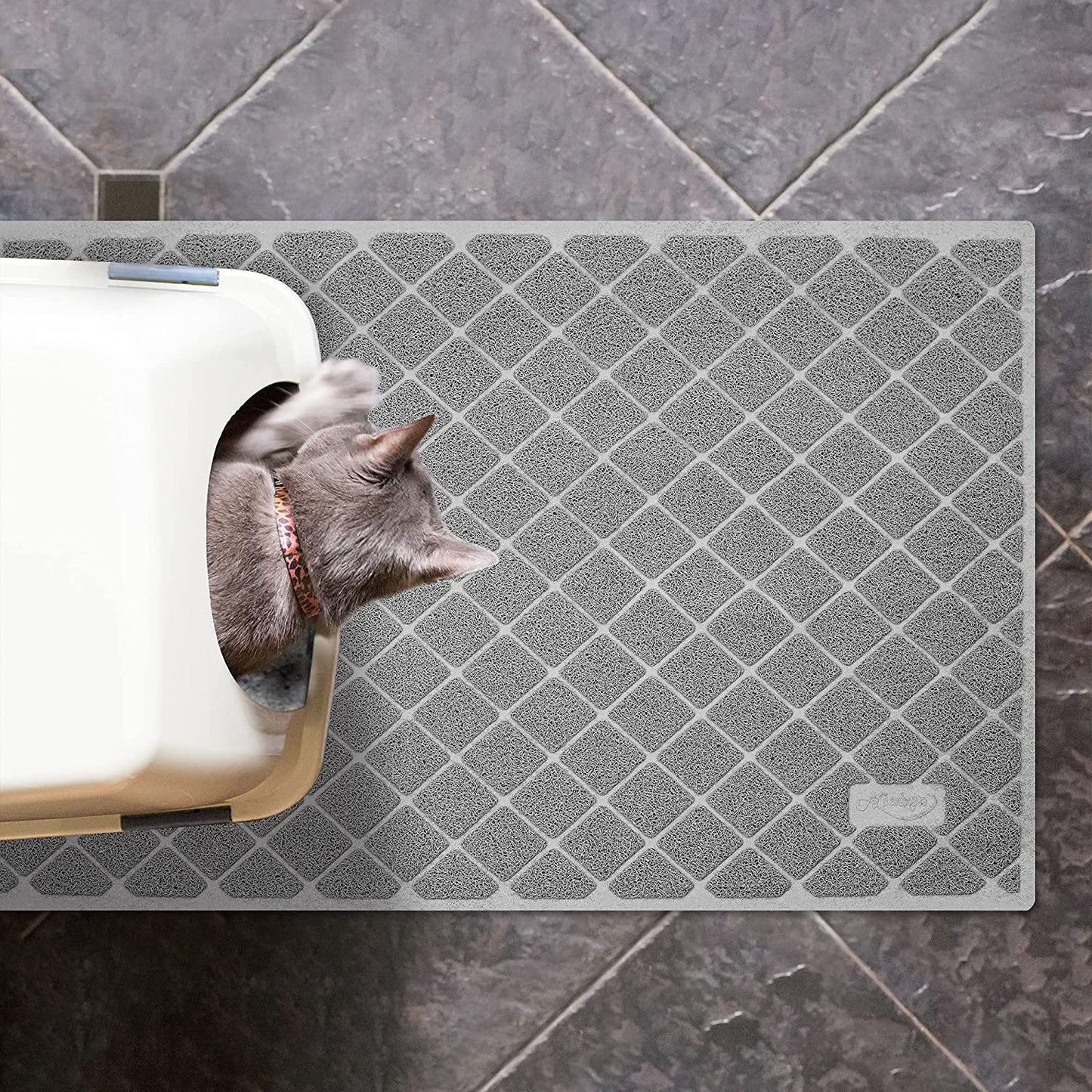 Premium Cat Litter Mat, Litter Box Mat with Non-Slip and Waterproof Backing, Litter Trapping Mat Soft on Kitty Paws and Easy to Clean, Cat Mat Traps Litter from Box