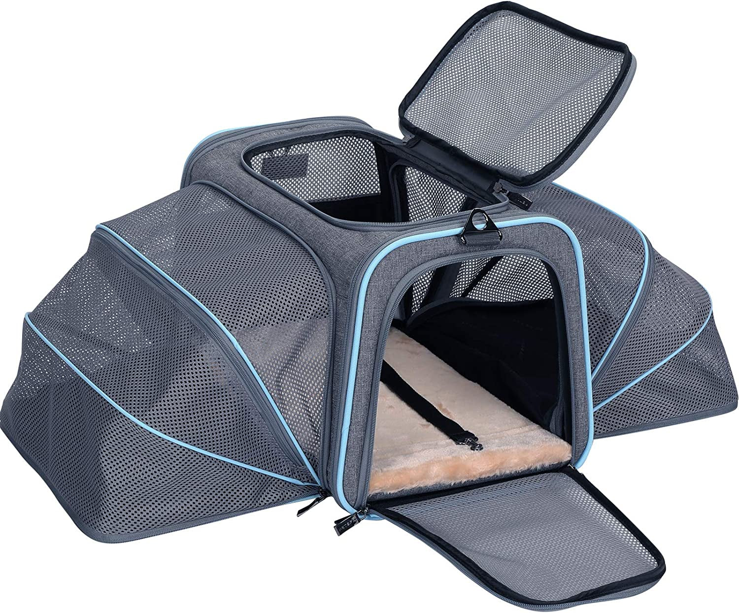 Petsfit Expandable Cat Carriers Small Dog Carrier, Airline Approved Soft-Sided Portable Washable Pet Travel Carrier with Two Extension for Kittens,Puppies,Rabbits