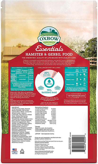 Oxbow Essentials Hamster Food and Gerbil Food - All Natural Hamster and Gerbil Food - 1 Lb.