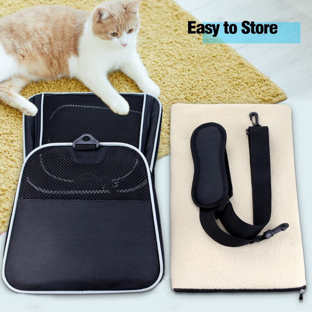 Cat Carrier, Pet Carrier Airline Approved Pet Carrier Bag Collapsible 15 Lbs Dog Carrier for Small Medium Cats Dogs Puppies Kitten - Black