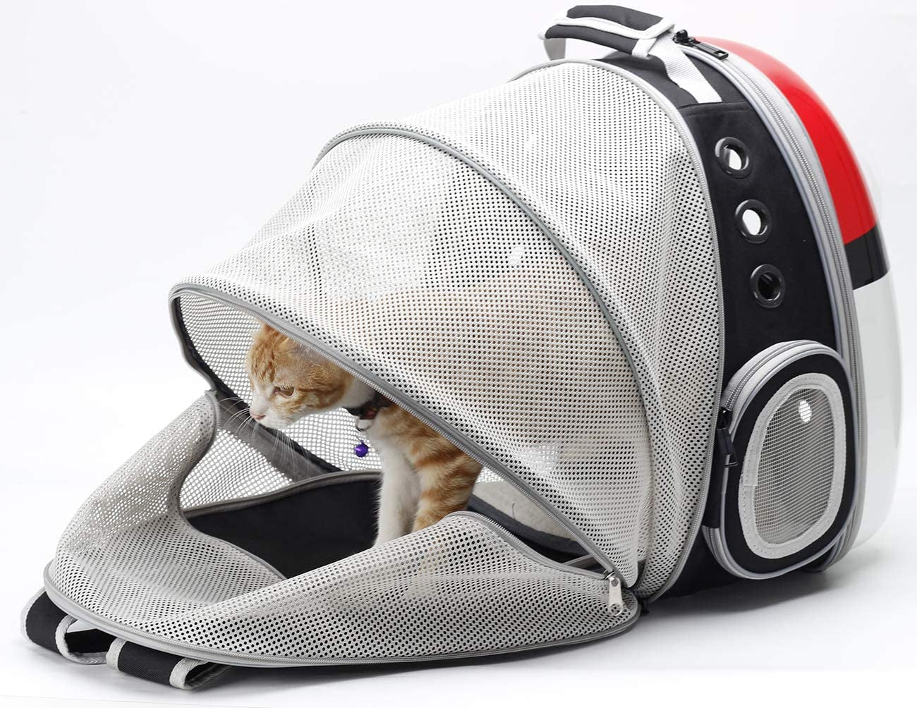 Expandable Cat Carrier Backpack Bubble, Space Capsule Bubble Pet Travel Carrier for Small Dog, Pet Hiking Traveling Backpack (Pokemon, Expandable Backpack - Solid Hard)