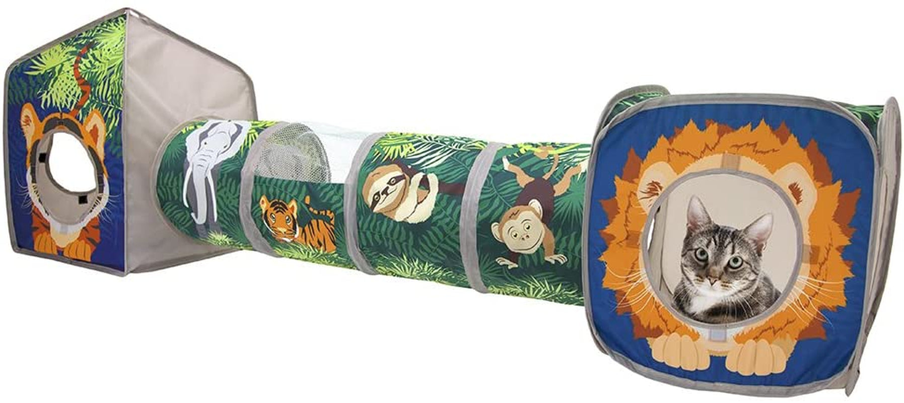 Kitty City Pop Open Jungle Combo,Collapsible Cat Cube, Play Kennel, Cat Bed, Tunnel, Cat Toys