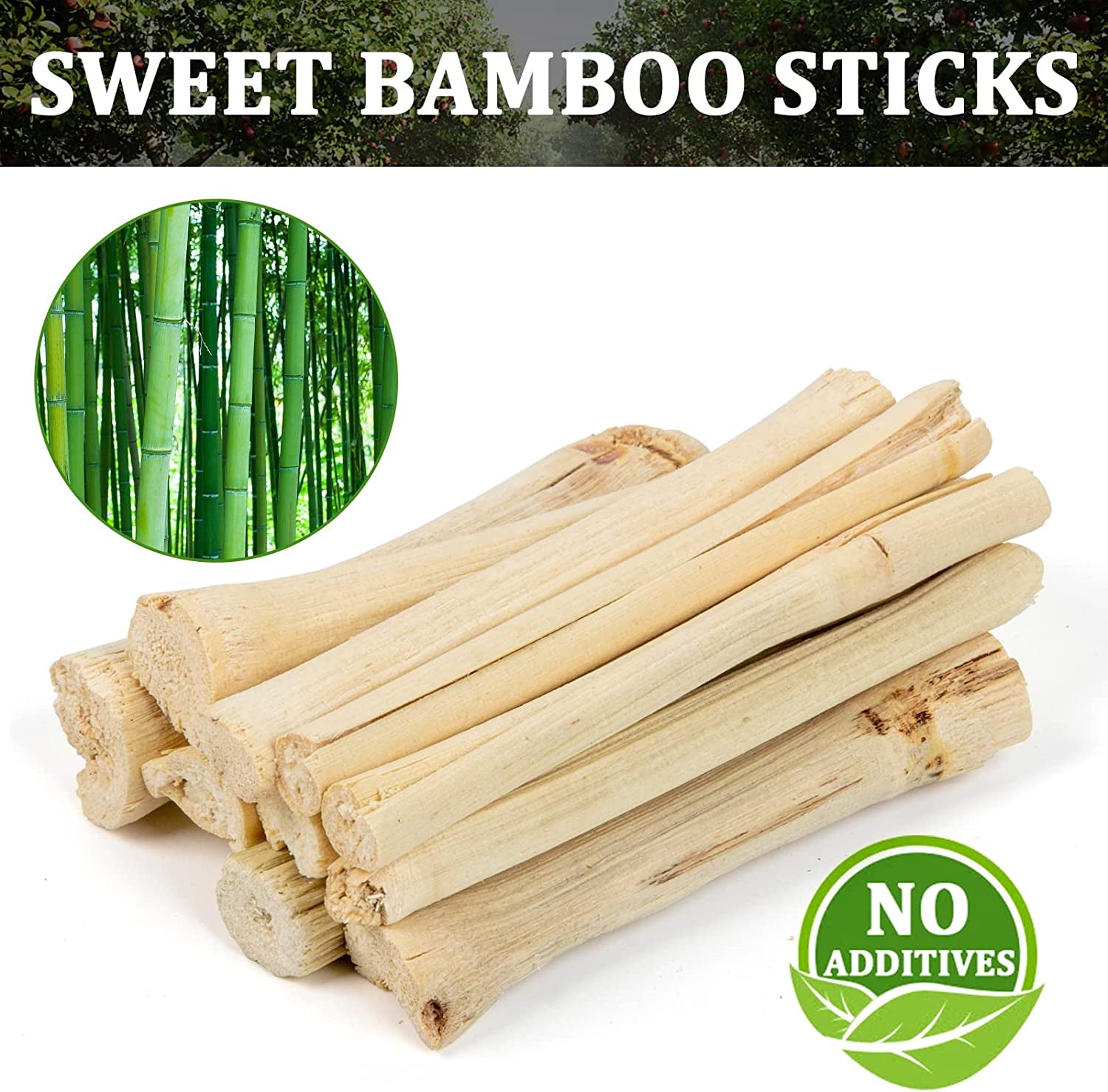 200G Natural Apple Sticks and 120G Sweet Bamboo Sticks Small Animal Chew Toys Molar Wood Toys Treats for Guinea Pigs Bunnies Chinchilla Hamster Squirrel Rabbits