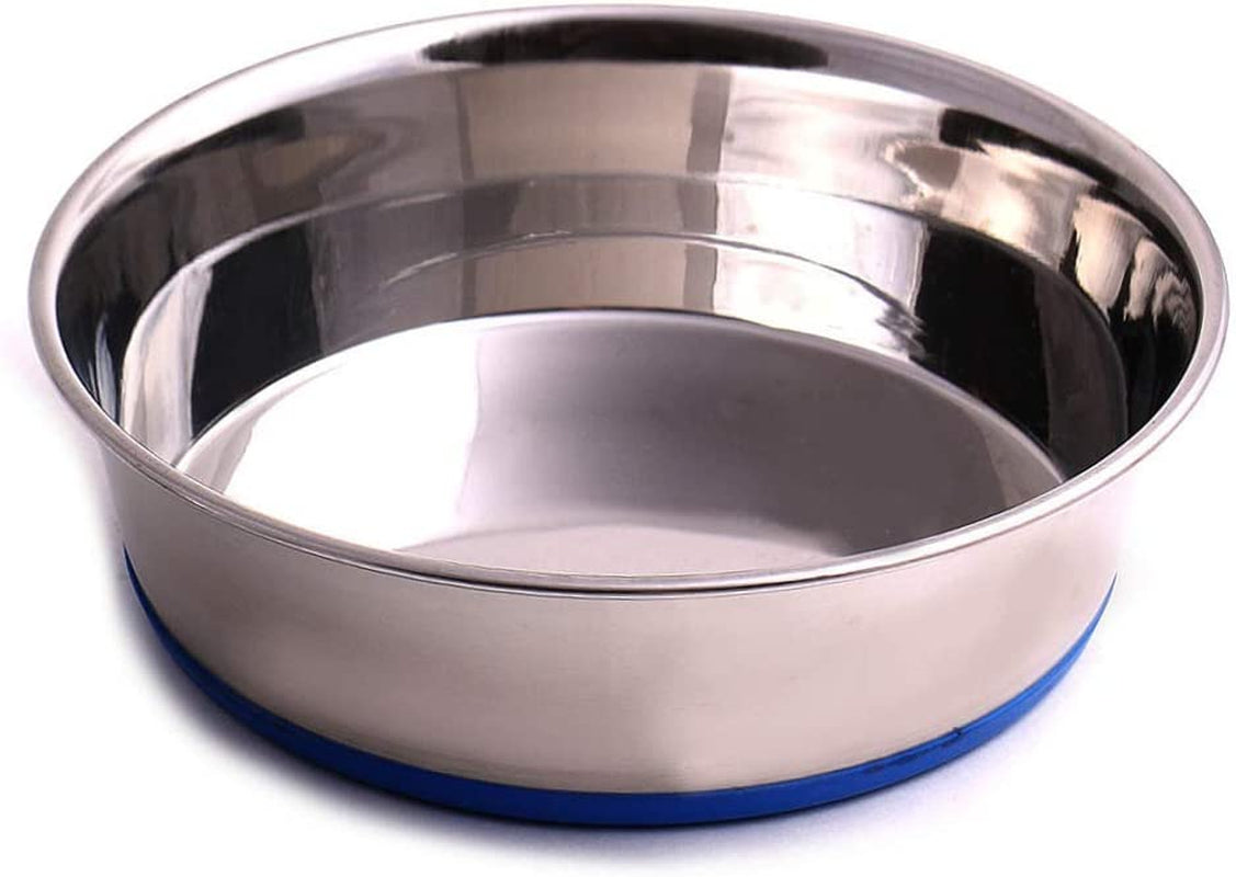 Max and Neo Heavyweight Non-Skid Rubber Bottom Stainless Steel Dog Bowl - We Donate a Bowl to a Dog Rescue for Every Bowl Sold (Large - 80Oz - 9.5" Diameter)