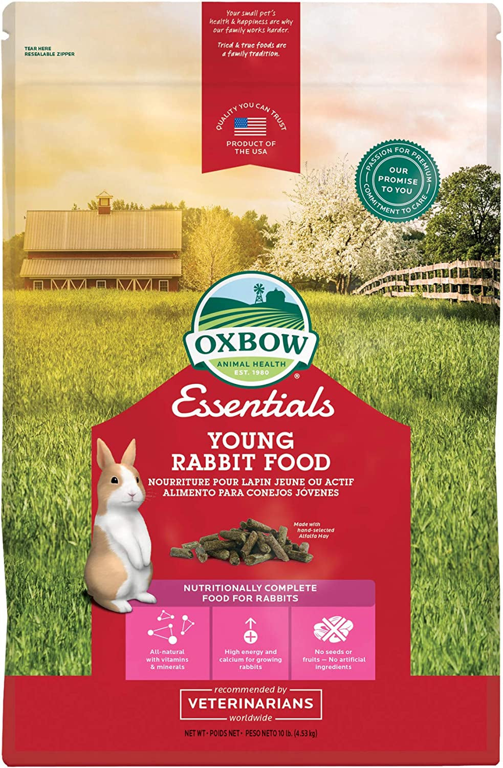 Oxbow Essentials Young Rabbit Food - All Natural Rabbit Pellets - 10 Lb.