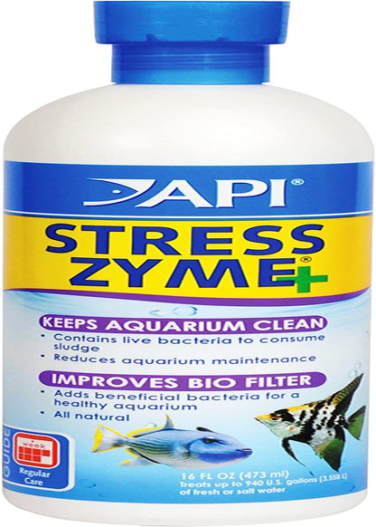 API STRESS ZYME Freshwater and Saltwater Aquarium Cleaning Solution 16-Ounce Bottle