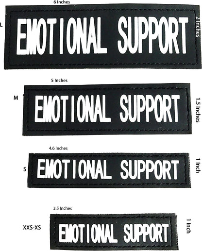 Reflective Emotional Support Patches with Hook Backing for Service Animal Vests/Harnesses Large (6 X 2) Inch