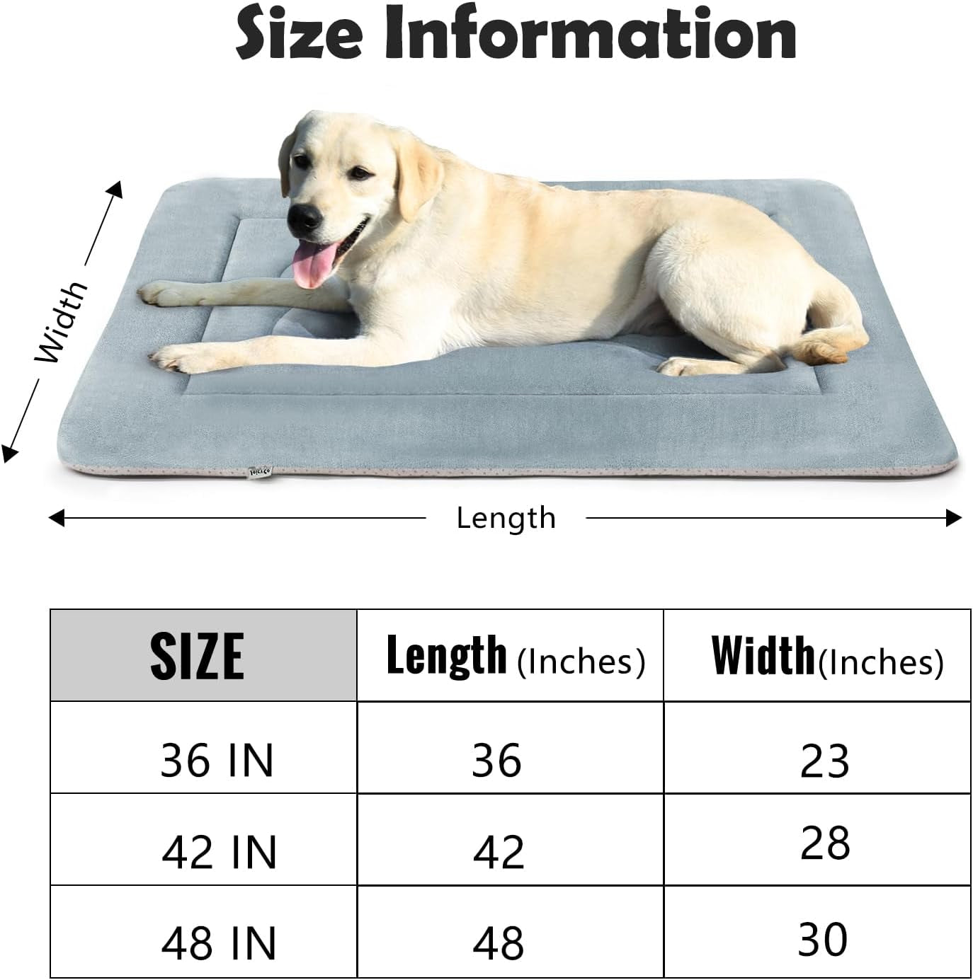 Large Dog Bed Crate Pad Mat 42In Washable Non-Slip Bottom Pet Bed Cat Beds Mattress Kennel Pad