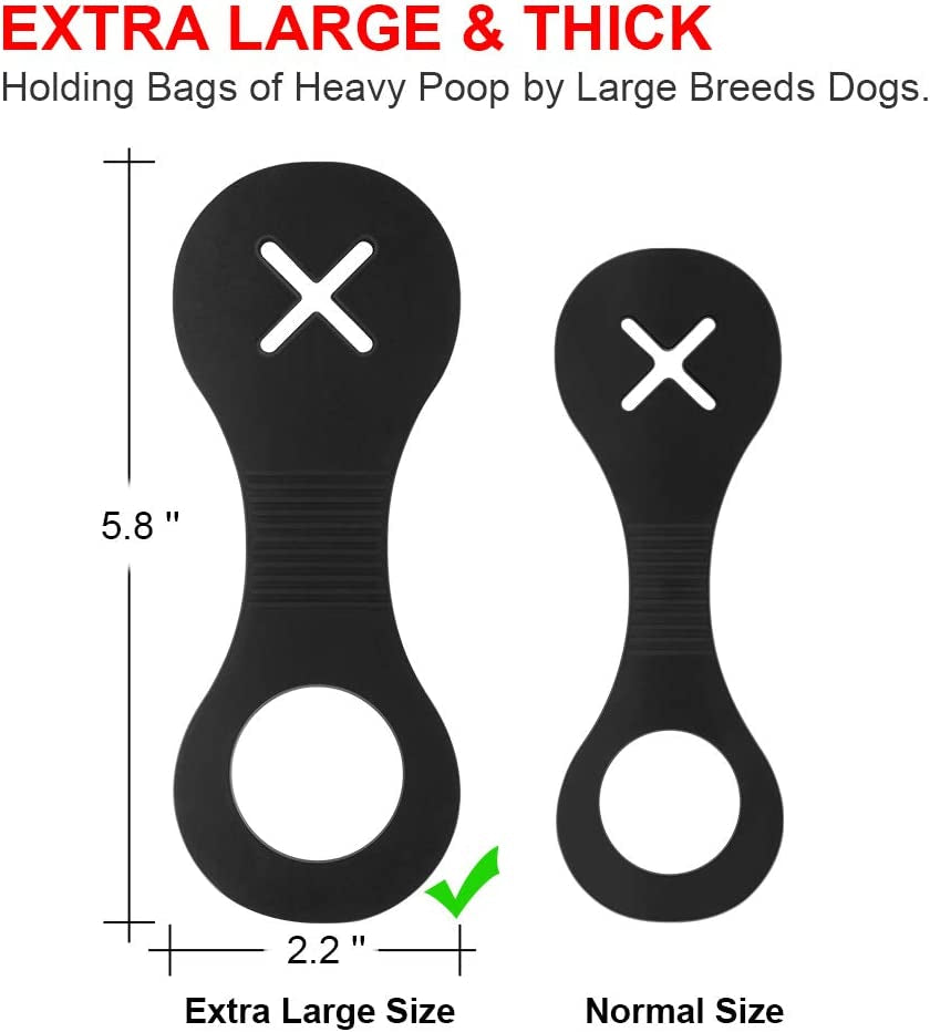 Dog Poop Bag Strong Holder, Leash Waste Bag Carrier, Bicycle Holder, Extra Thick, Black, 2 Pack