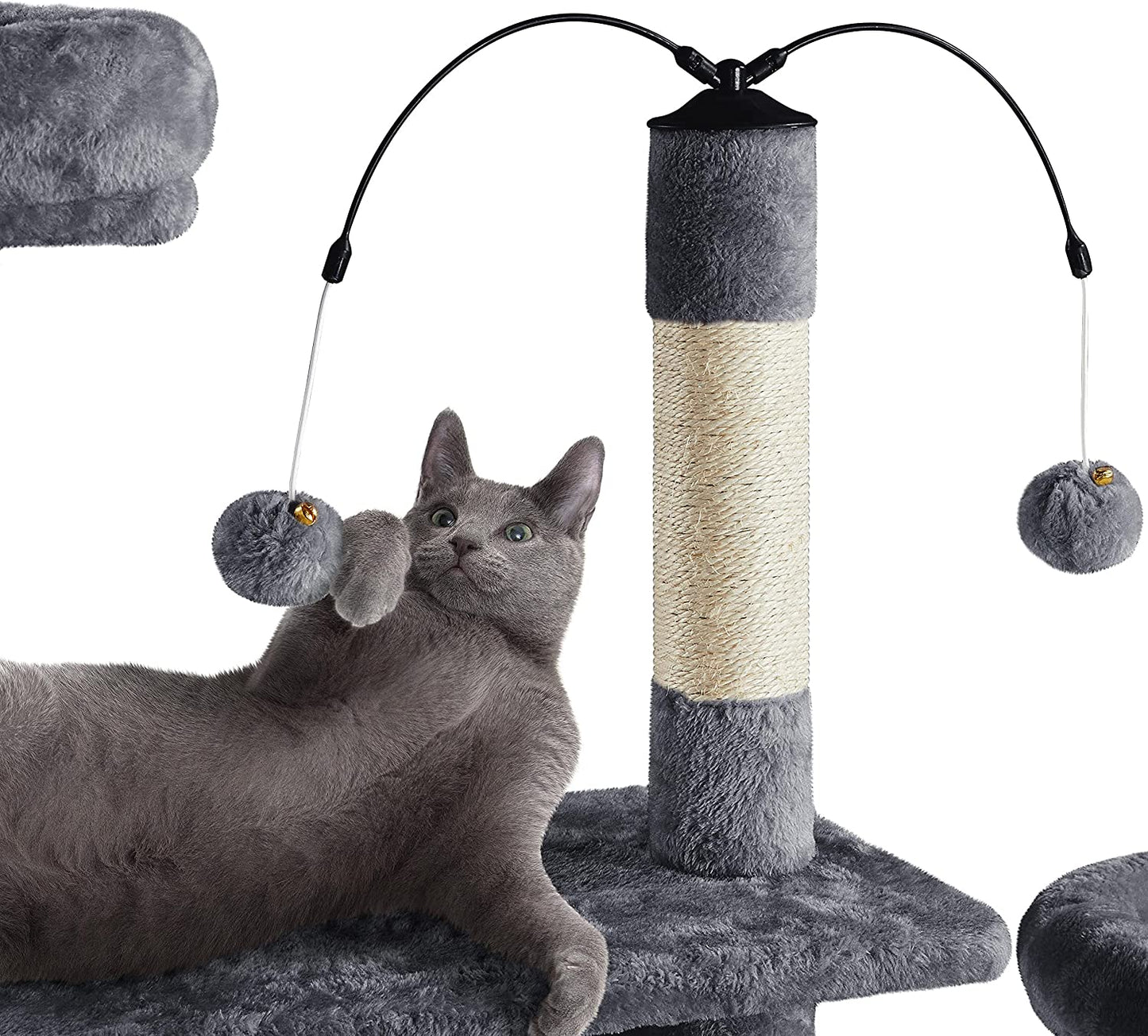 Multi-Level Cat Tree Cat Tower for Indoor Cats, Cat Condo with Scratching Posts, Cat Furniture Play Center, Plush Perch, Rotatable Cat Tree for Kittens/Large Cat, Dark Gray