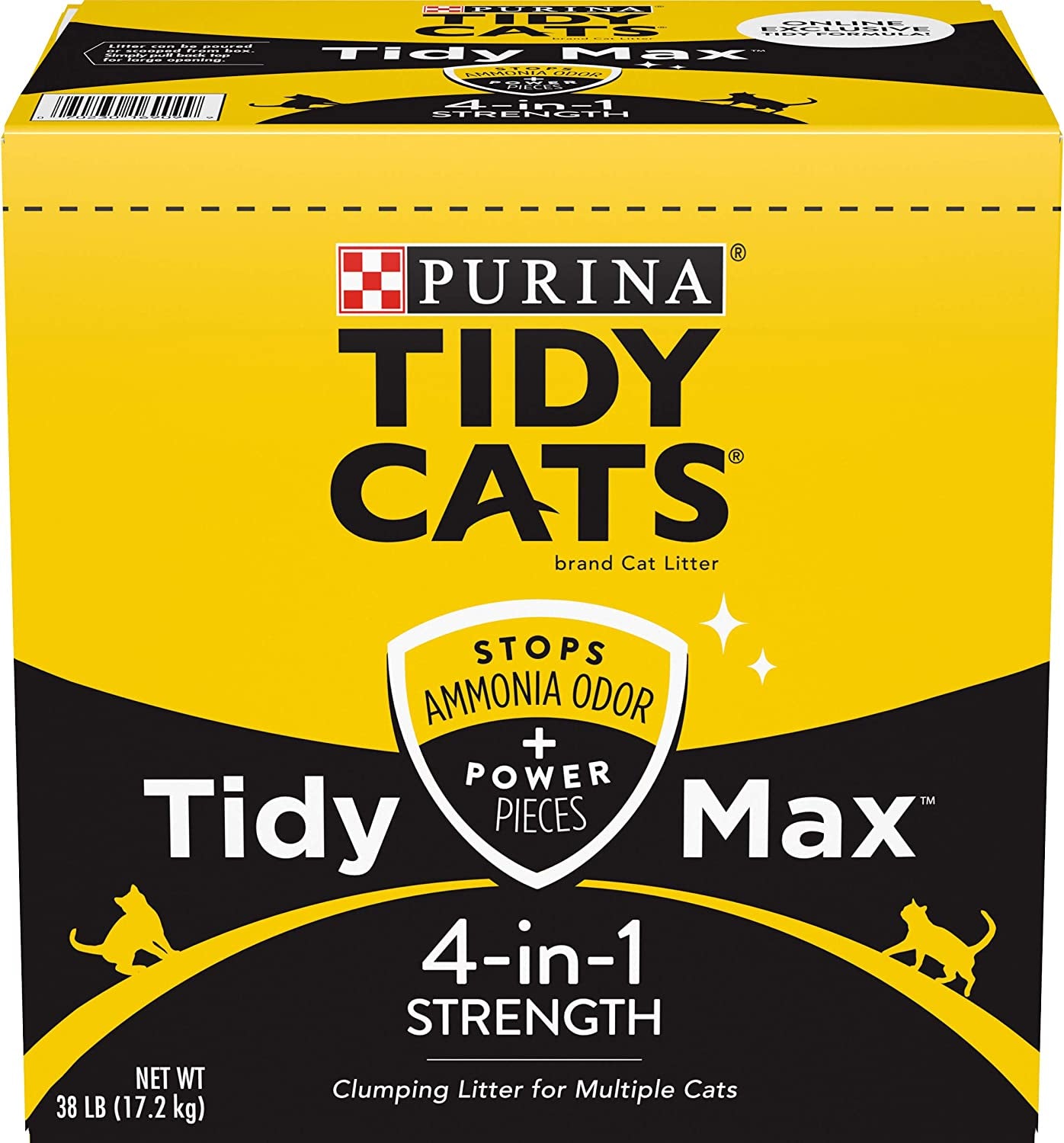 Purina Tidy Cats Clumping Cat Litter, Tidy Max 4 in 1 Strength Multi Cat Litter - 38 Lb. Box
