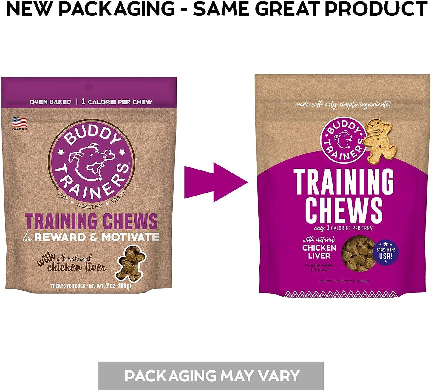 Buddy Trainers Dog & Puppy Training Treats for Small or Large Dogs, Baked in USA, Natural Chicken Liver 7 Oz.