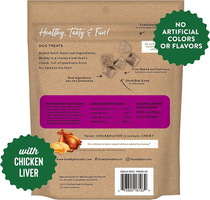 Buddy Trainers Dog & Puppy Training Treats for Small or Large Dogs, Baked in USA, Natural Chicken Liver 7 Oz.