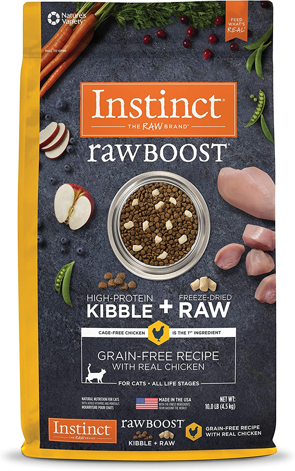 Instinct Raw Boost Grain Free Recipe with Real Chicken Natural Dry Cat Food, 10 Lb. Bag