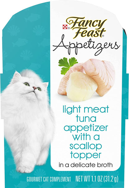 Purina Fancy Feast Wet Cat Food Complement, Appetizers Light Meat Tuna with a Scallop Topper - (10) 1.1 Oz. Trays