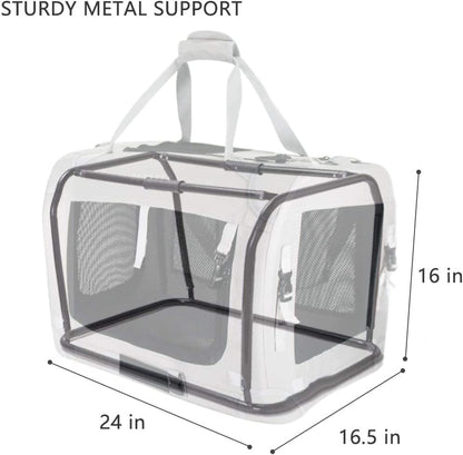 Extra Large Cat Carrier Soft Sided Folding Small Medium Dog Pet Carrier 24"X16.5"X16" Travel Collapsible Ventilated Comfortable Design Portable Vehicle