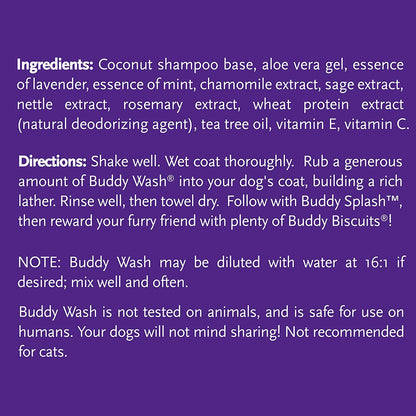 Buddy Grooming Wash 2 in 1 Dog Shampoo, Lavender & Mint, 1 Gallon Bottle