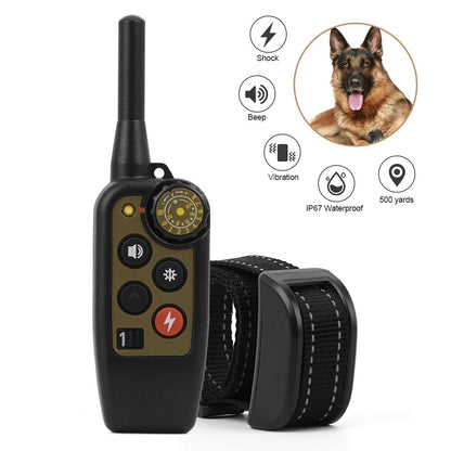 500Yards Dog Training Collar Rechargeable IP67 Electric Shock Vibration Beep and LED with Blind Operation for Dogs Accessories
