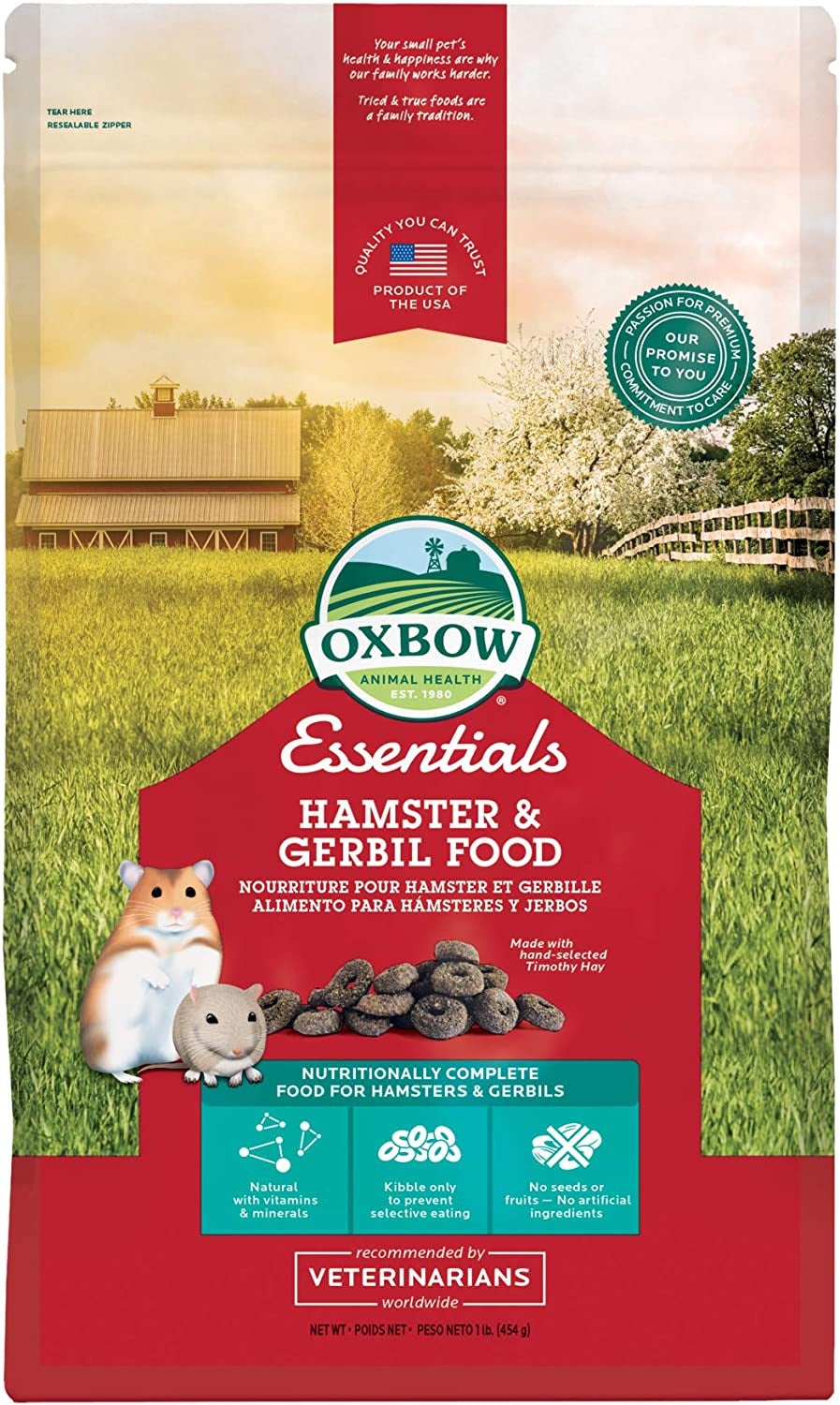 Oxbow Essentials Hamster Food and Gerbil Food - All Natural Hamster and Gerbil Food - 1 Lb.