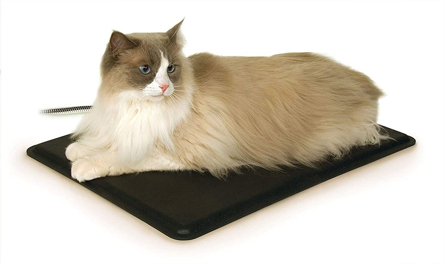 K&H Pet Products Extreme Weather Cat Heating Pad Outdoor, Heated, for Indoor and Outdoor Use Black Small 12.5 X 18.5 Inches 40W