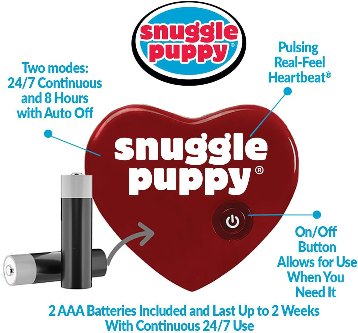 Original Snuggle Puppy Heartbeat Stuffed Toy for Dogs - Pet Anxiety Relief and Calming Aid - Comfort Toy for Behavioral Training - Biscuit