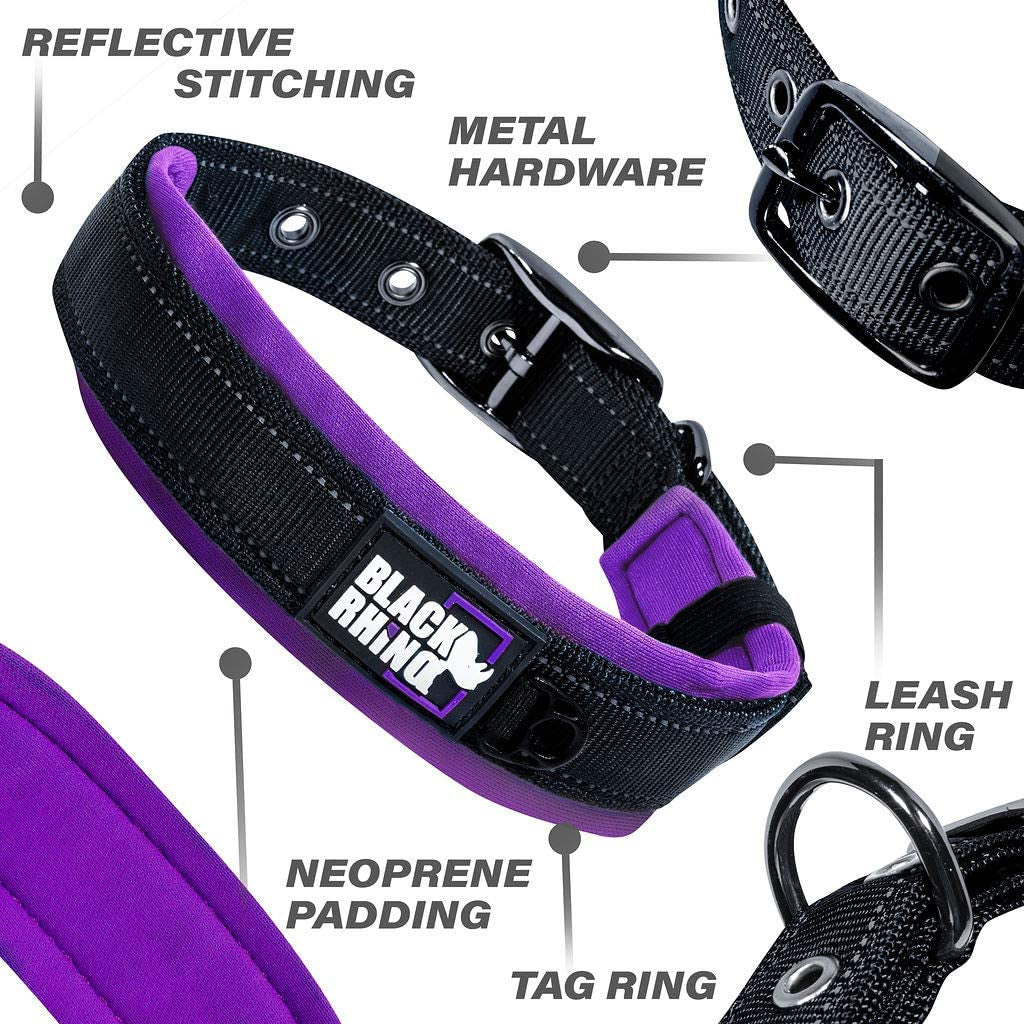 - the Comfort Collar Ultra Soft Neoprene Padded Dog Collar for All Breeds - Heavy Duty Adjustable Reflective Weatherproof (Medium, Purple/Bl)