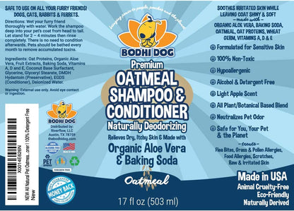 Organic Natural Oatmeal Dog Shampoo and Conditioner | Conditioning Deodorizing Formula for Dogs Cats & Pets | Treatment Wash Soothes Dry Itchy Skin | Aloe for Allergy Relief