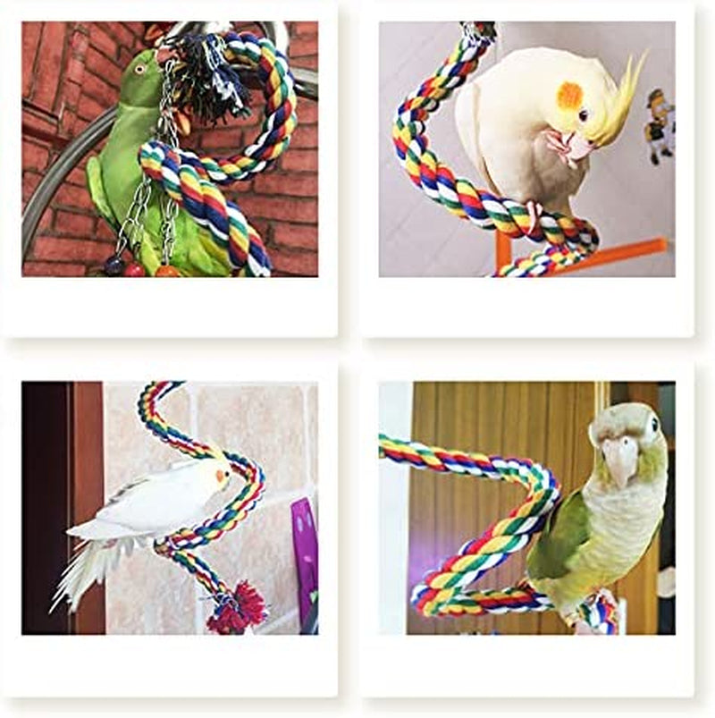 Bird Perch Stand Bird Rope Perch Bird Toys 3 Pcs for Parakeets Cockatiels, Conures, Macaws, Lovebirds, Finches