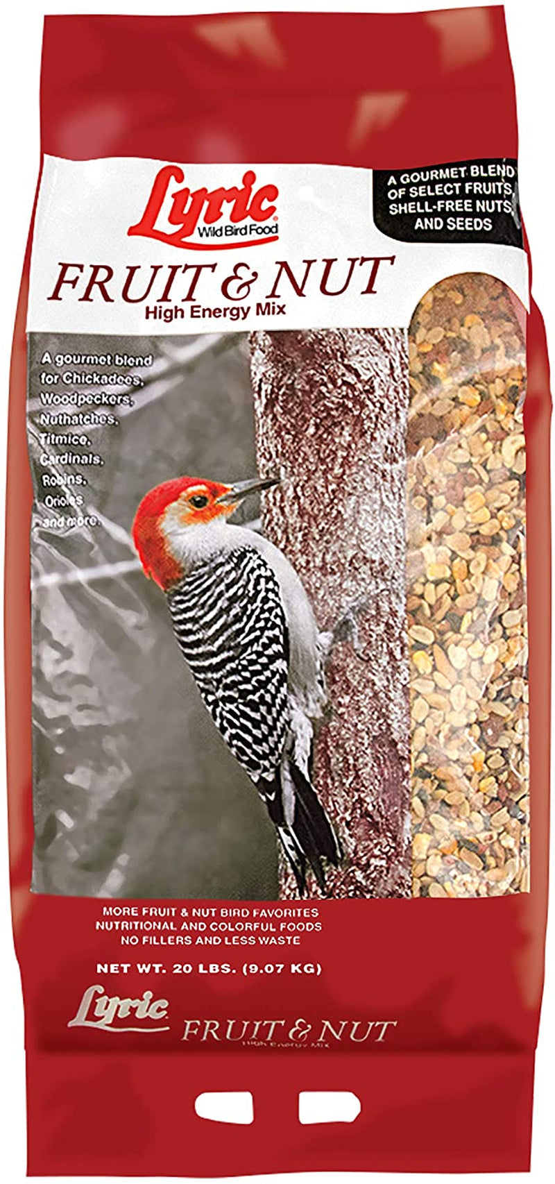 Fruit and Nut Wild Bird Seed, High Energy Wild Bird Food Mix, 20 Lb. Bag & Delite Wild Bird Seed, No Waste Bird Food Mix with Shell-Free Nuts and Seeds, 20 Lb. Bag