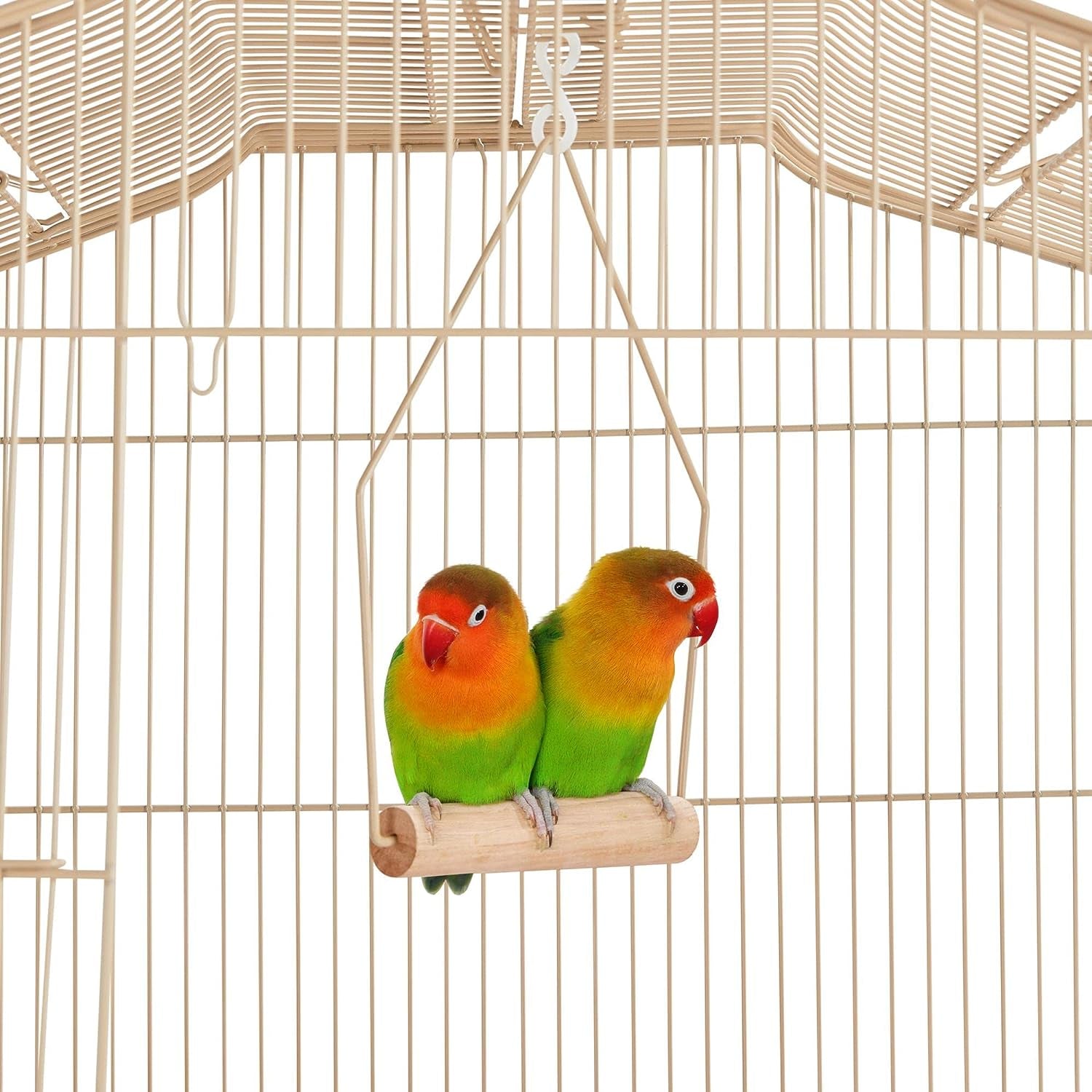 64’’ H Open Top Metal Medium Small Parrot Parakeet Bird Cage W/Double Doors, Slide-Out Tray & Detachable Rolling Stand
