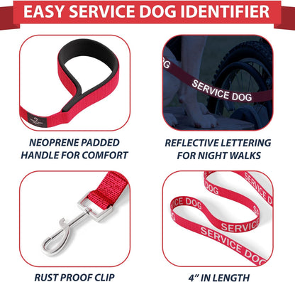Service Dog Vest with Hook and Loop Straps & Matching Service Dog Leash Set - Harnesses from XXS to XXL - Service Dog Harness Features Reflective Patch and Comfortable Mesh Design (Red, Small)