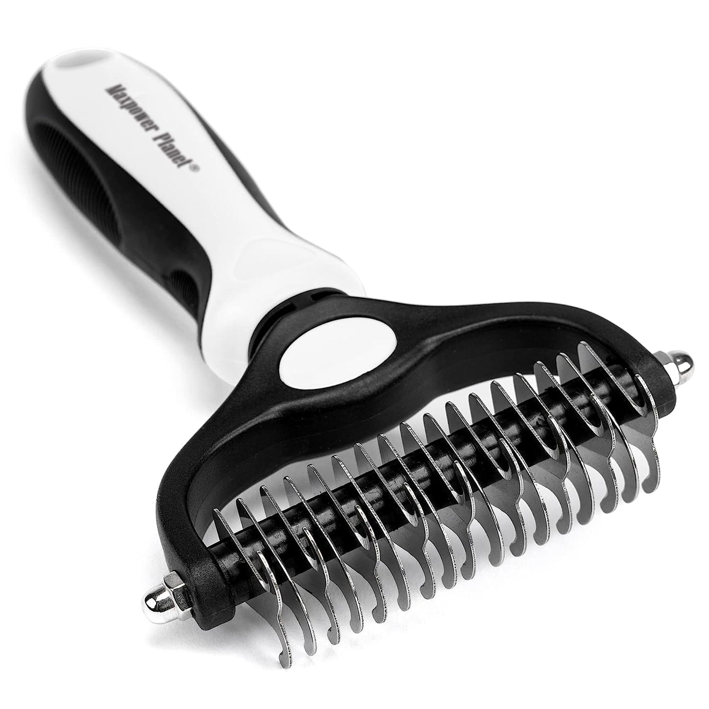 Pet Grooming Brush - Double Sided Shedding and Dematting Undercoat Rake Comb for Dogs and Cats,Extra Wide, White, Dog Grooming Brush, Dog Shedding Brush
