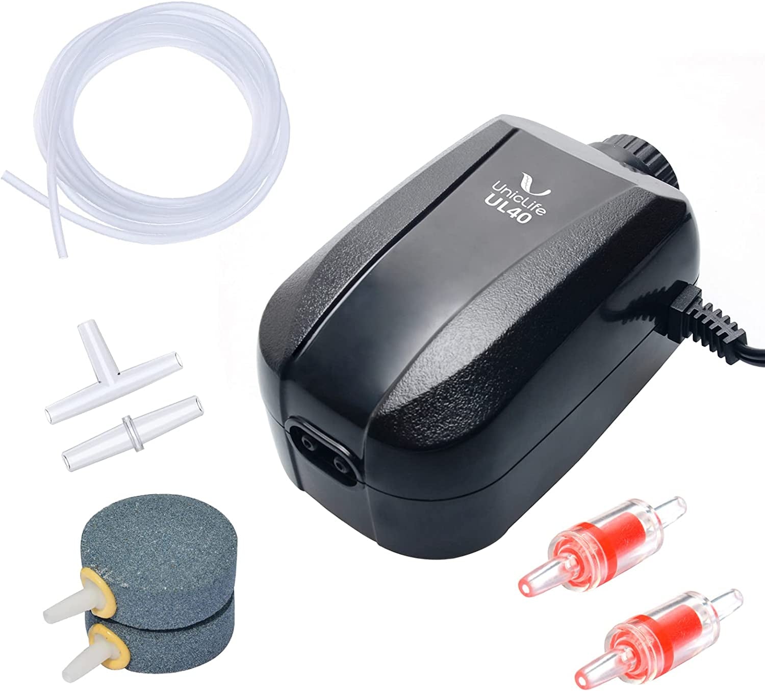 Aquarium Air Pump Dual Outlet Fish Tank Aerator with Accessories for up to 200 Gallon Tank