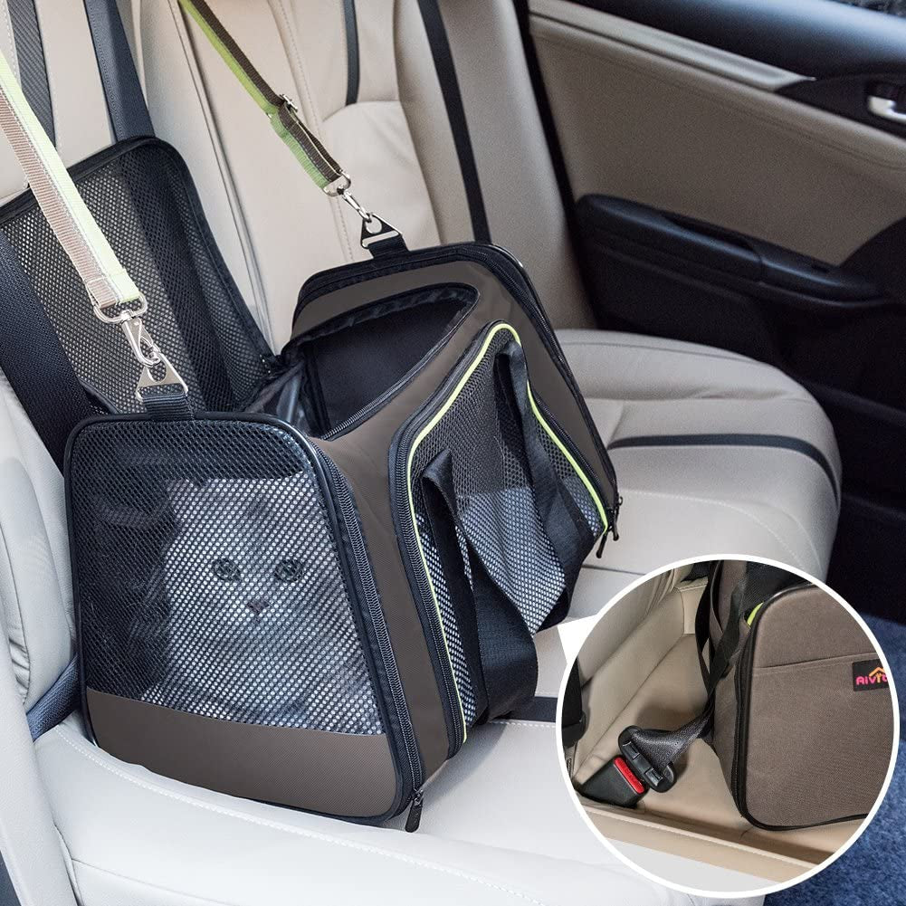 Pet Carrier Cat Carrier Airline Approved, Cat Carriers for Medium Cats Small Cats, Pet Carrier for Cat, Collapsible Soft-Sided Pet Travel Carrier, Breathable Small Dog Carrier, Green
